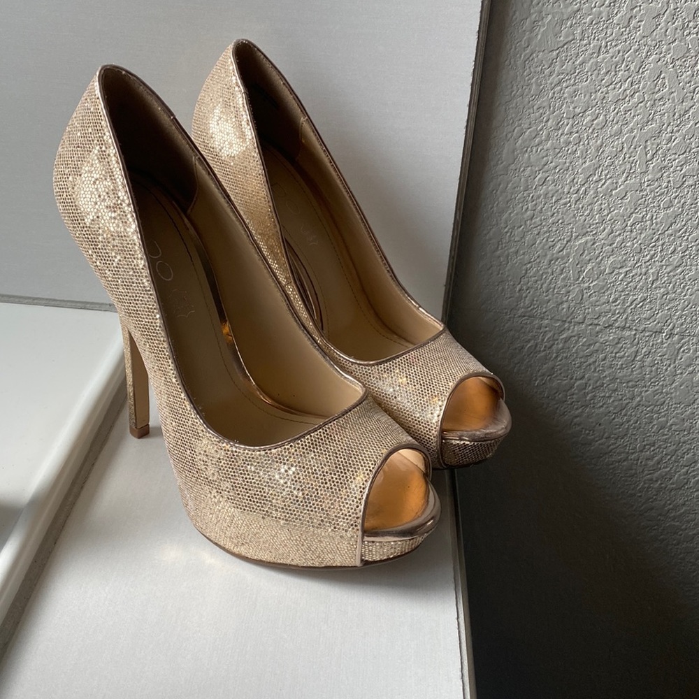 Gold Peep Toe Aldo Heels